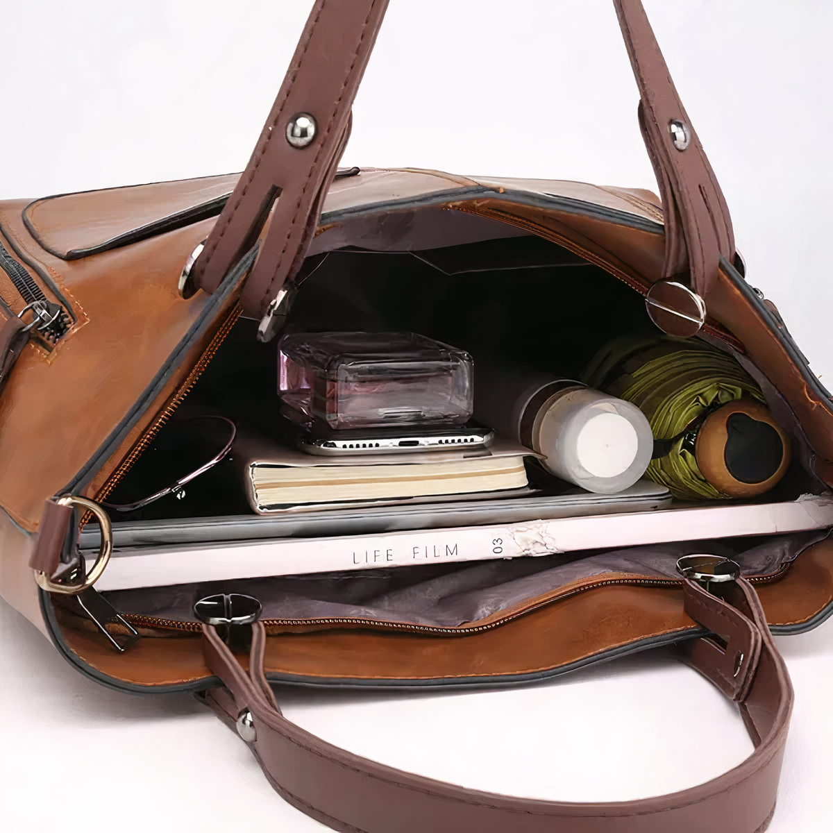 Lina™ - Vintage-inspirert lær skulderveske
