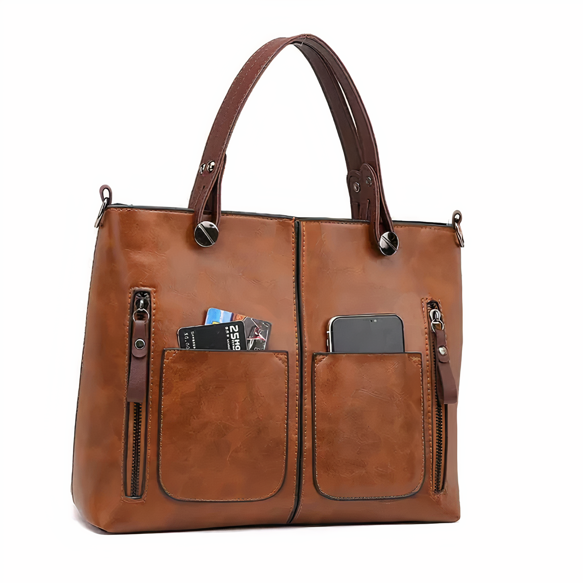 Lina™ - Vintage-inspirert lær skulderveske