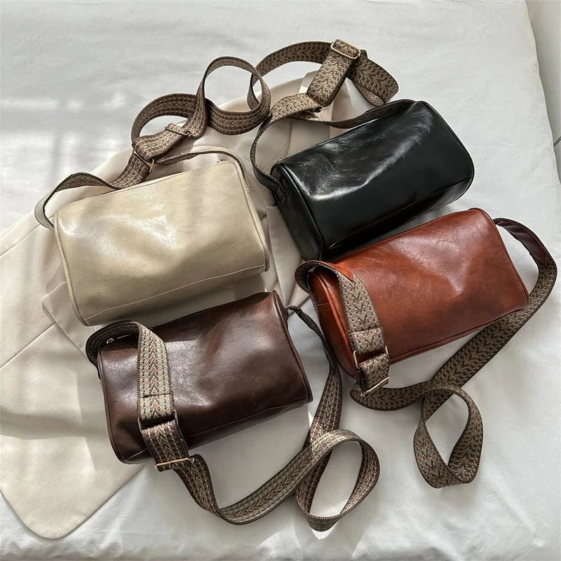 Trine™ | Vintage Læder Crossbody Veske med Vevd Justerbar Rem