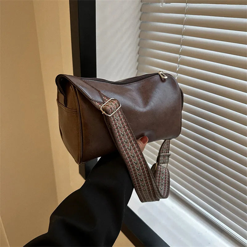 Trine™ | Vintage Læder Crossbody Veske med Vevd Justerbar Rem