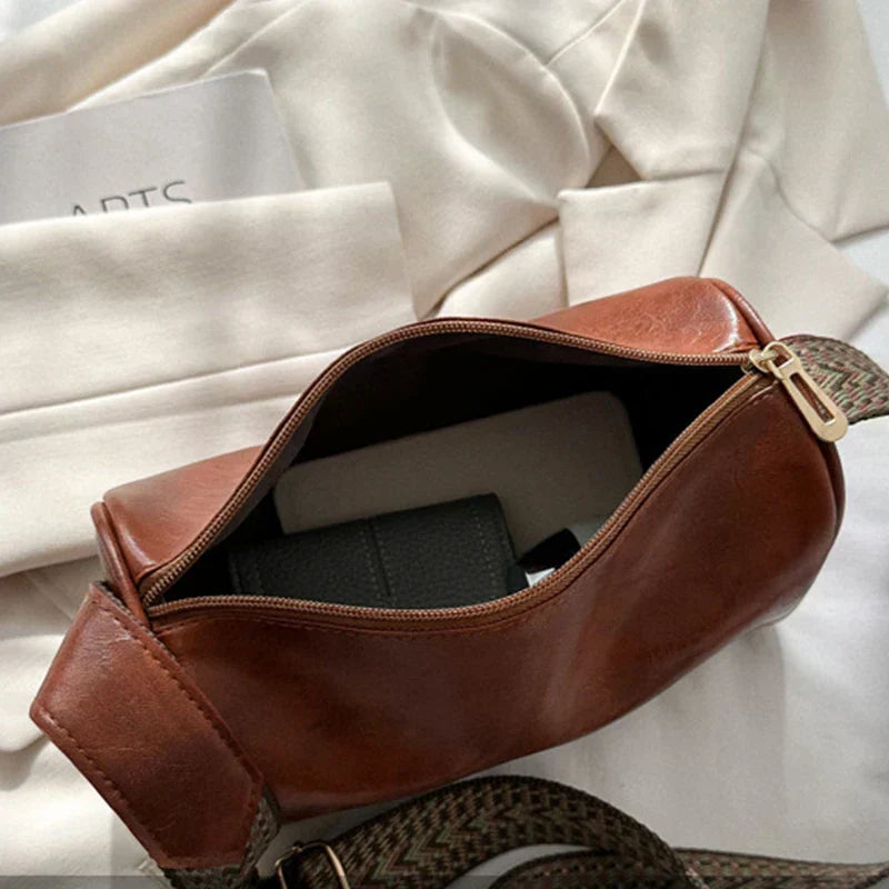 Trine™ | Vintage Læder Crossbody Veske med Vevd Justerbar Rem