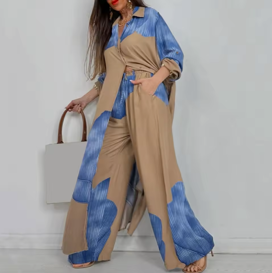 Abigail™ | Ensemble féminin bicolore chic à col en V