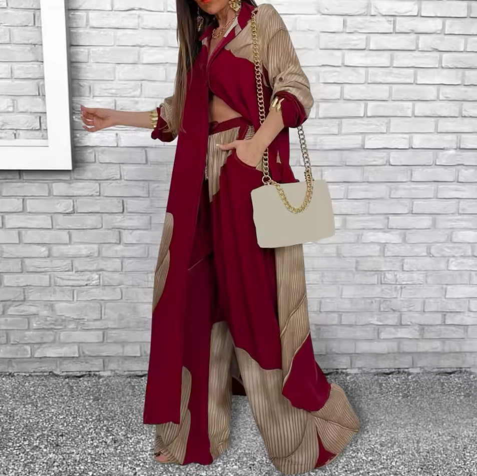 Abigail™ | Ensemble féminin bicolore chic à col en V