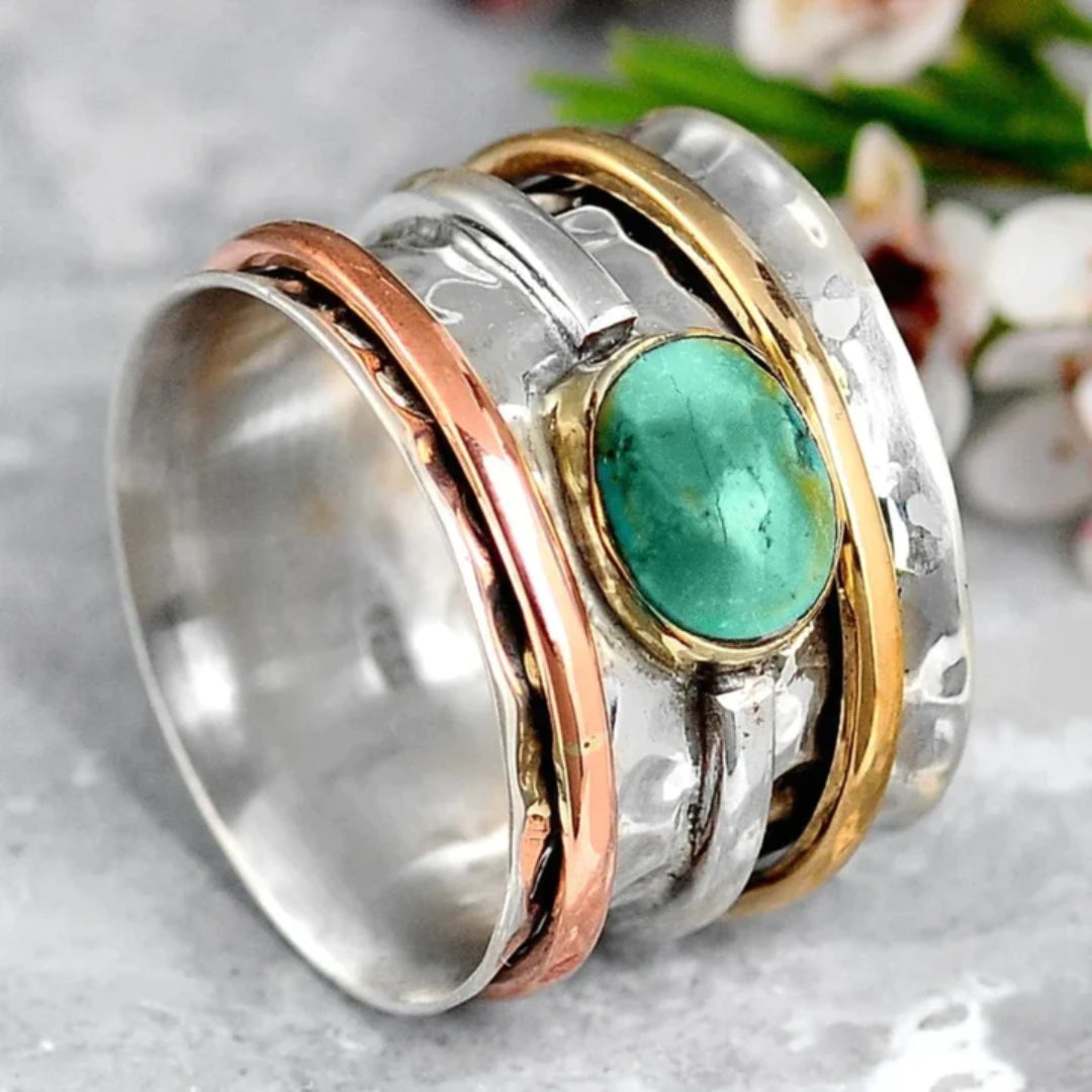 Mette | Vintage Gull & Sølv Turkis Ring