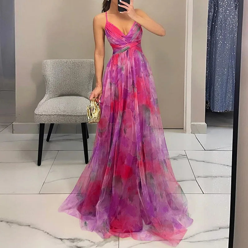 Carola™ - Ravissante robe maxi à imprimé floral