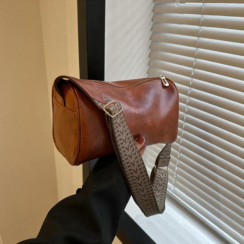 Trine™ | Vintage Læder Crossbody Veske med Vevd Justerbar Rem