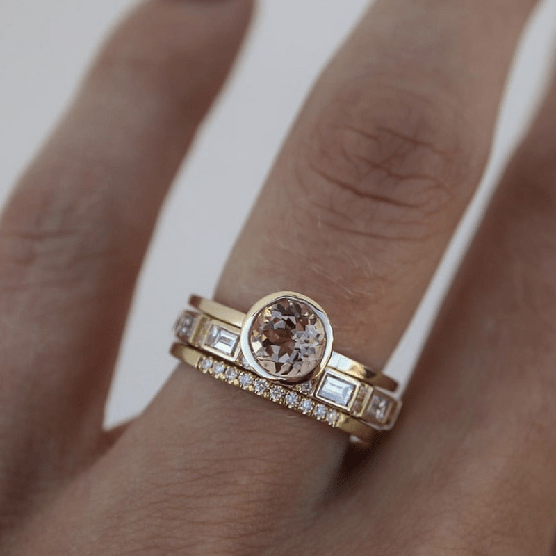 Maren | Inlagd Kristall Gull Ring Sett