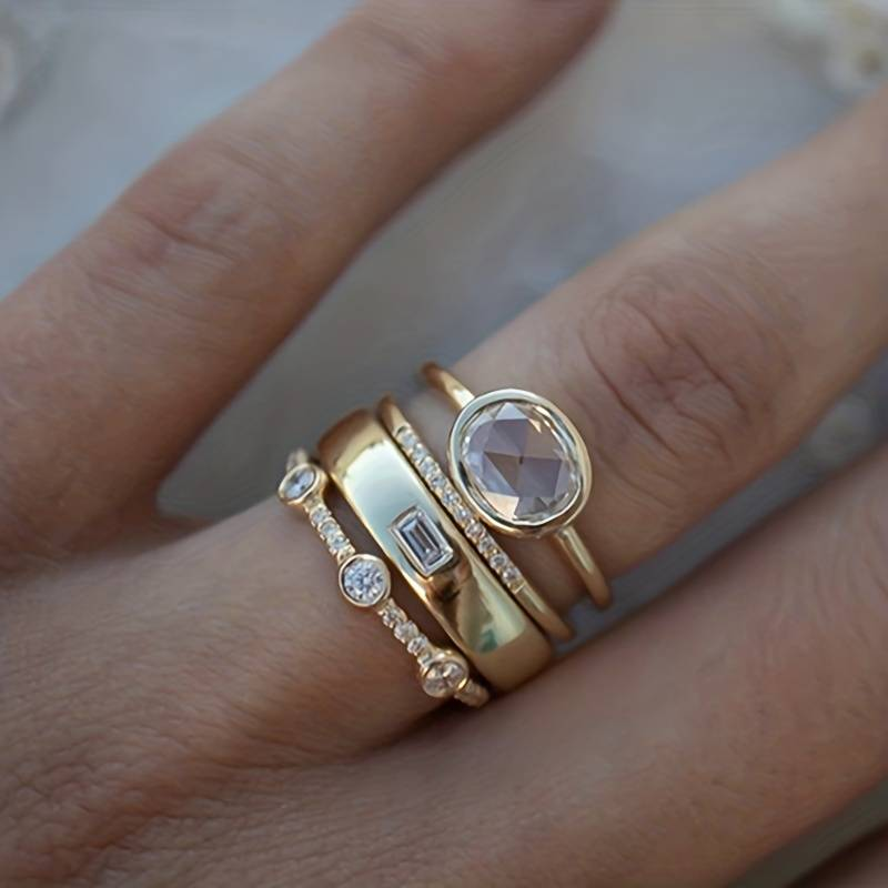 Ingrid | Vintage Gull & Zirkonia Ring Sett